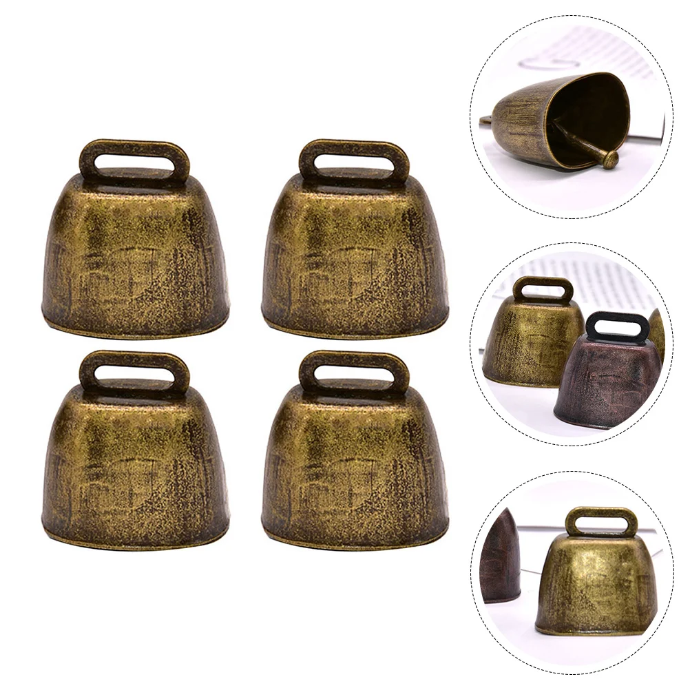 

4 Pcs Metal Cow Bell Iron Hanging Decor Tinkle Anti-lost Bells Mini Farming Accessories Vintage Anti-theft Small cowbell