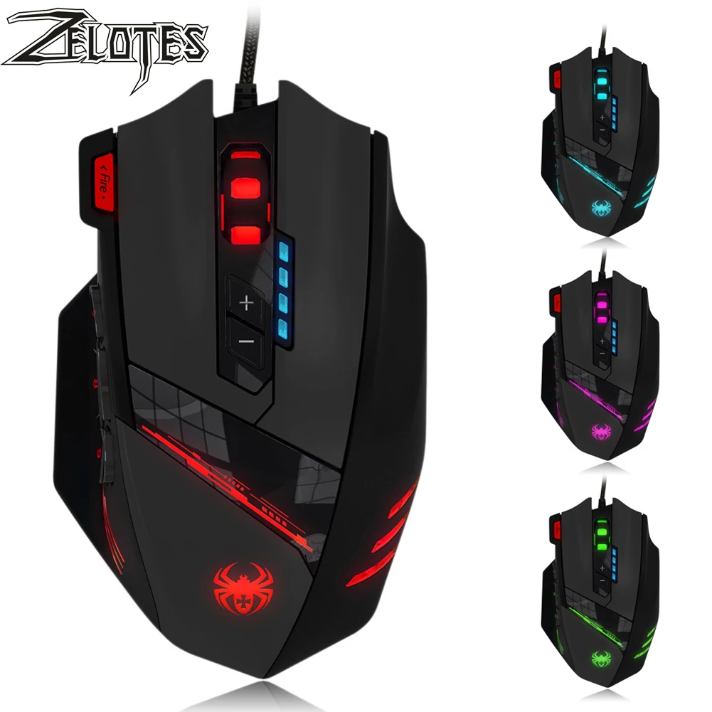 ZELOTES C-12 12 Programmable Buttons Optical Gaming Mouse USB Wired 4 Gears 4000DPI Adjustable Colorful Backlight Mice
ZELOTES C-12 12 Programmable Buttons Optical Gaming Mouse USB Wired 4 Gears 4000DPI Adjustable Colorful Backlight Mice