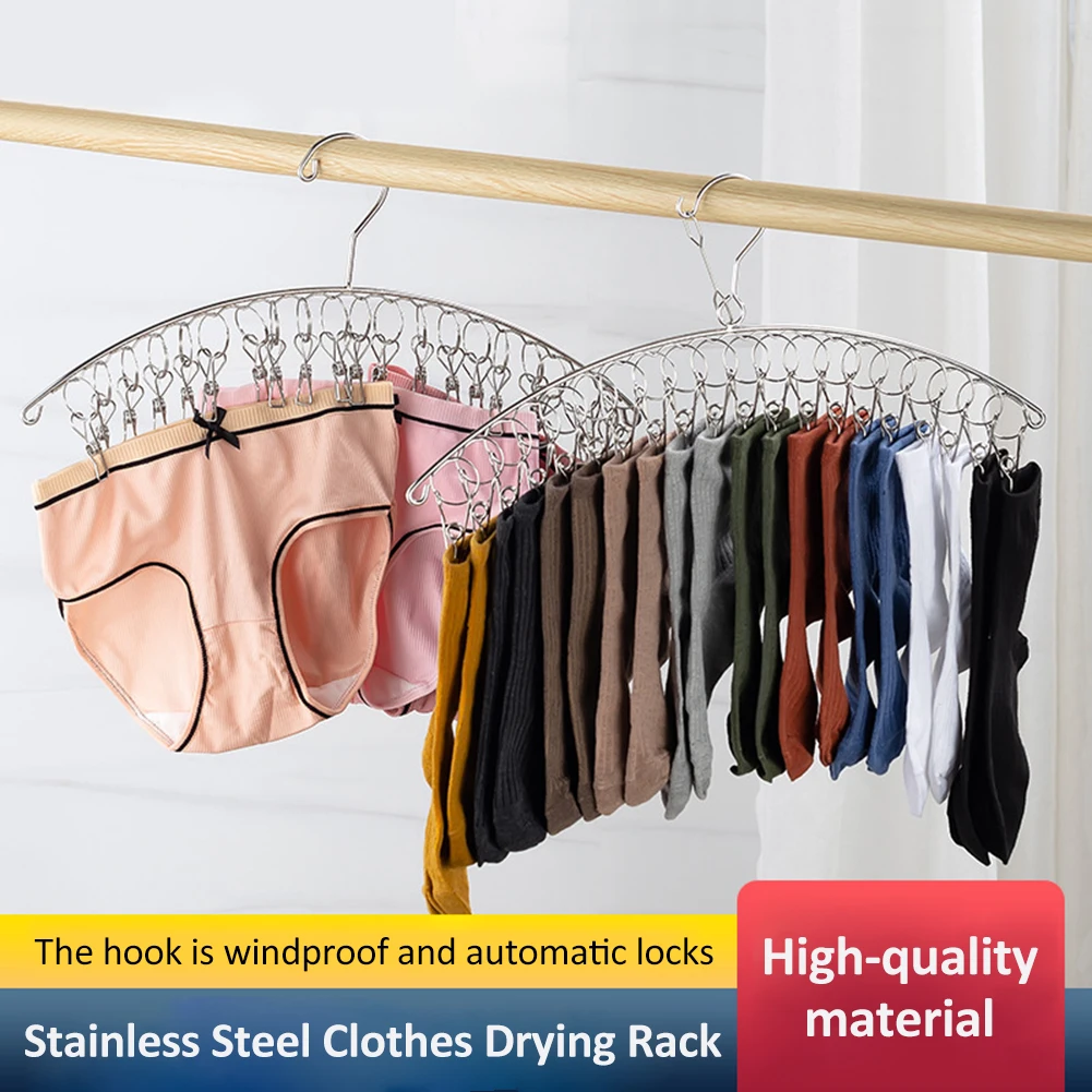 Stainless Steel Laundry Drying Rack 10/16/20 Clips Windproof Clothes Hanger Socks Holder For Underwear Towel Sock Baby Clothes
Stainless Steel Laundry Drying Rack 10/16/20 Clips Windproof Clothes Hanger Socks Holder For Underwear Towel Sock Baby Clothes