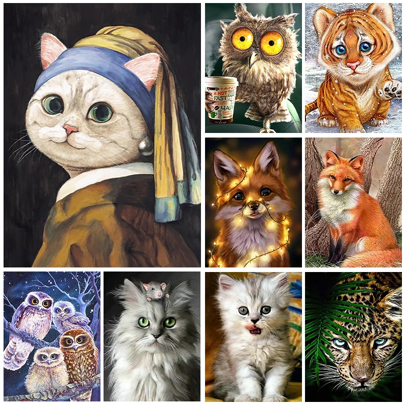 

5D DIY Diamond Painting Cute Animals Cats Embroidery Mosaic Pictures Full Drill Cross Stitch Kit Living Room Decor Birthday Gift