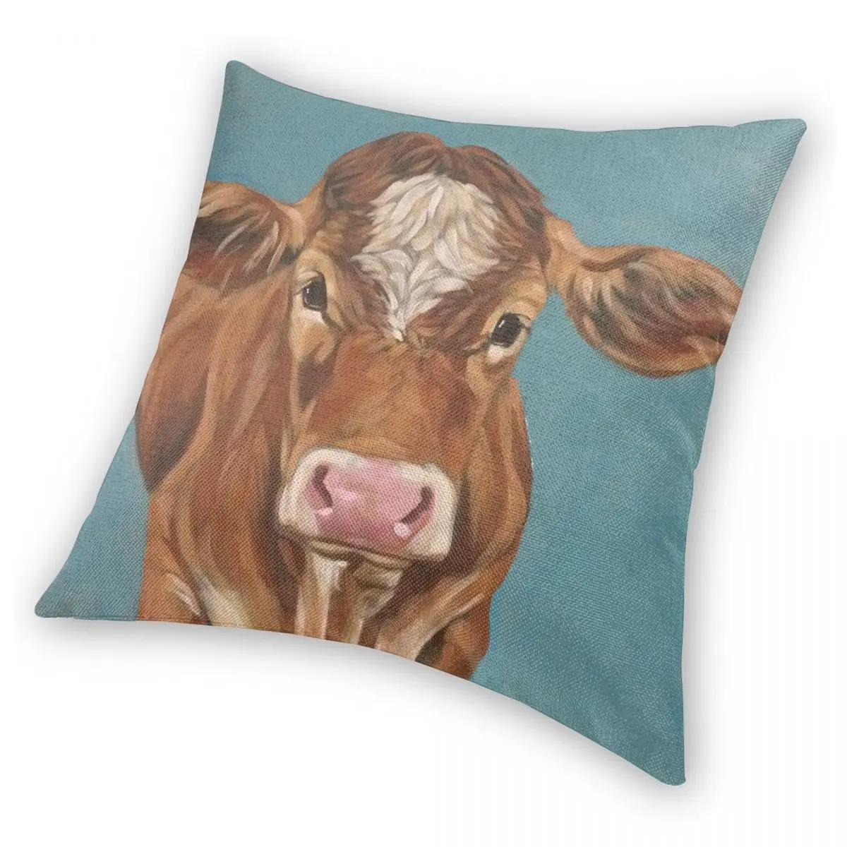 Red Cow On Aqua Square Pillowcase Polyester Linen Velvet Printed Zip Decor Pillow Case Bed Cushion Cover | Дом и сад