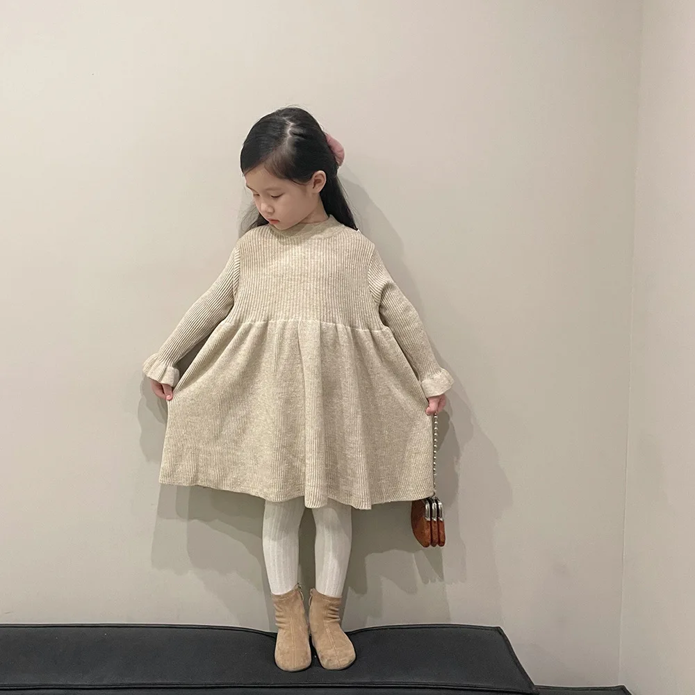 Children Girl Sweet Sweater Dress Toddler Baby Simple Fashion Full Sleeves Dresses Solid Inside Knitted Princess Dresses
Children Girl Sweet Sweater Dress Toddler Baby Simple Fashion Full Sleeves Dresses Solid Inside Knitted Princess Dresses
