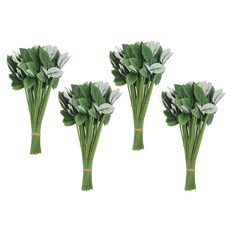 

200Pcs Artificial Fake Rose Flower Stems For DIY Handmade Bouquet Flower Leaf Vein Wedding Home Decoration