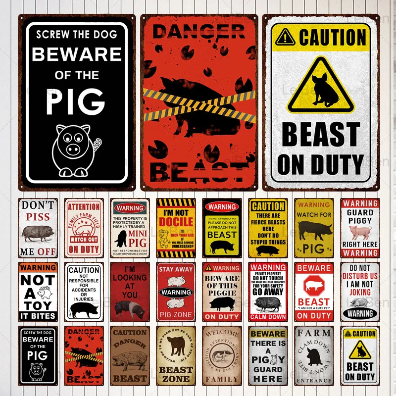 Warning Metal Tin Sign Caution Beast Beware of The Pig Vintage Plaque Iron Plate Decorative for Zoo Piggy Farmhouse Wall Decor
Warning Metal Tin Sign Caution Beast Beware of The Pig Vintage Plaque Iron Plate Decorative for Zoo Piggy Farmhouse Wall Decor
