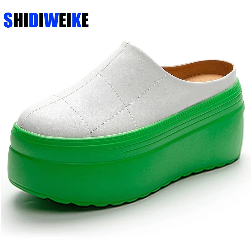 Women Shoes Mules Genuine Leather Green Platform Slippers Shoes Sandals Slippers Slides Women Summer Shoes 8cm AD1541
Women Shoes Mules Genuine Leather Green Platform Slippers Shoes Sandals Slippers Slides Women Summer Shoes 8cm AD1541