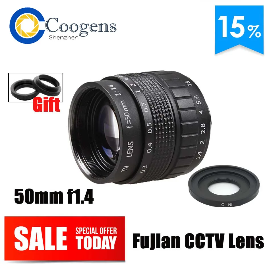 

Fujian 50mm CCTV Camera Micro Lens TV Movie Fixed Focus F1.4 C-N1 Mount for Nikon 1 J5 S2 J4 V3 AW1 S1 J3 V2 J2 J1 V1 Mirrorless