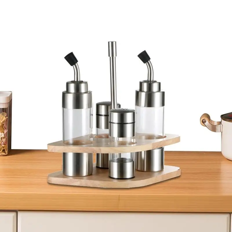 Wood Base Seasoning Bottle Set With Wooden Rack Translucent Pepper Bottle Holder Kitchen Tools For Oil Salt Vinegar Soy Sauce
Wood Base Seasoning Bottle Set With Wooden Rack Translucent Pepper Bottle Holder Kitchen Tools For Oil Salt Vinegar Soy Sauce