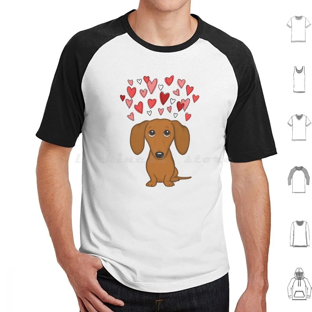 

Cute Dachshund With Hearts T Shirt Cotton Men Women Diy Print Dachshund Dachshunds Dog Dogs Pets Animals Dachsie Doxie Wiener