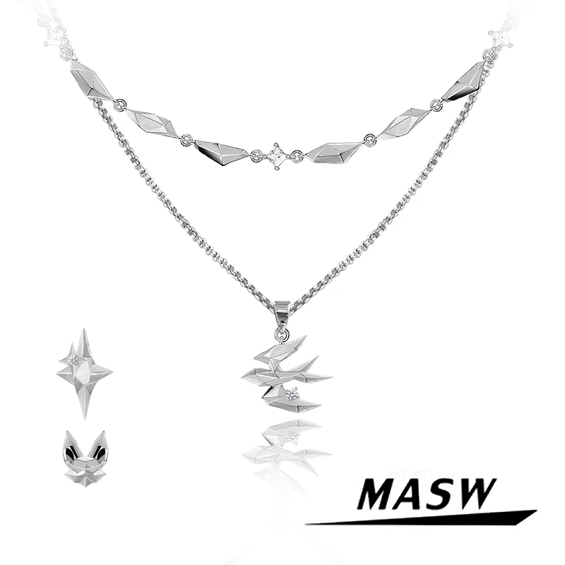 MASW Original Design Fashion Jewelry High Quality Metallic Thick Silver Plated Swallow Bird Star Necklace For Women Girl Gift 
MASW Original Design Fashion Jewelry High Quality Metallic Thick Silver Plated Swallow Bird Star Necklace For Women Girl Gift