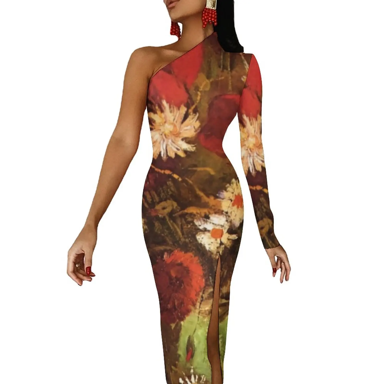 Vincent Van Gogh Long Dress Female Poppies Cornflowers Streetwear Maxi Dress Vintage Bodycon Dresses High Slit Custom Vestido
Vincent Van Gogh Long Dress Female Poppies Cornflowers Streetwear Maxi Dress Vintage Bodycon Dresses High Slit Custom Vestido