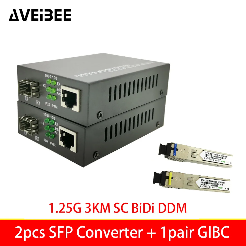 

1Pair 1.25G SFP Module SC LC BIDI DDM 1000M SingleMode 20KM Media Converter Transceiver OpticalFiber FTTH Switch POE MC 1G Gigab