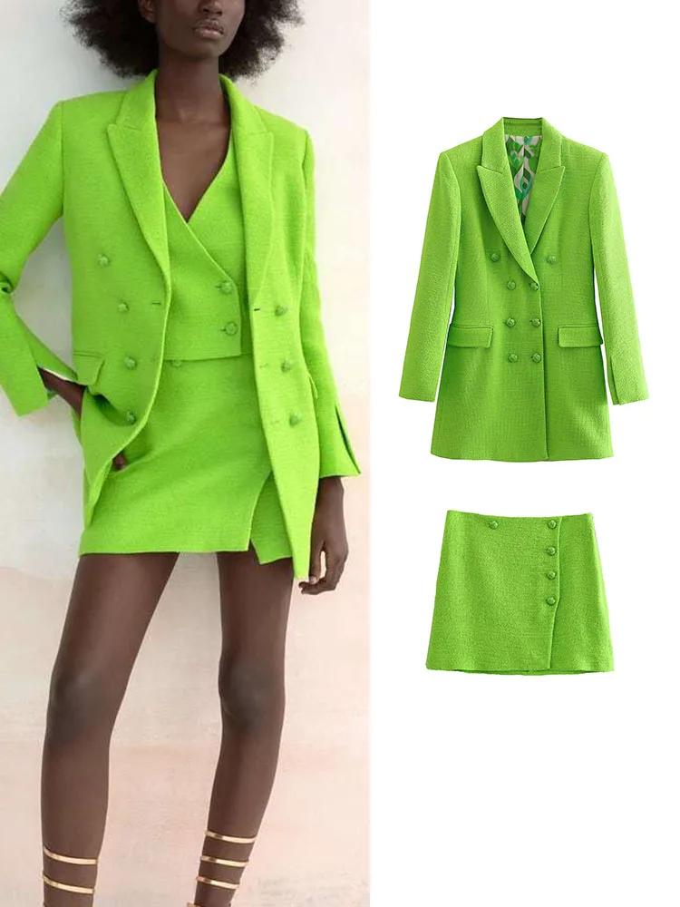 Yiloyka 3pcs Women Green Skirt Sets 2022 Summer Causal Sexy Notched Jackets+Short Sleeve Top+High Waist A-line Skirts Suits
Yiloyka 3pcs Women Green Skirt Sets 2022 Summer Causal Sexy Notched Jackets+Short Sleeve Top+High Waist A-line Skirts Suits