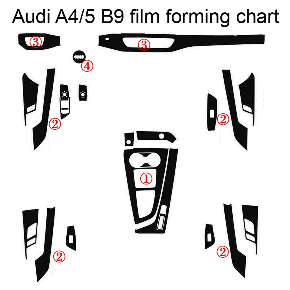 

For Audi A4 A5 B9 2017-2019 Interior Central Control Panel Door Handle 3D/5D Carbon Fiber Stickers Decals Car Styling Accessorie