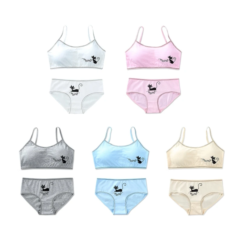 H37A Teen Girls Cute Print 2Pcs Underwear Set Cami Training Bra and Matching Hipster Panties Removable Padding Bralette
H37A Teen Girls Cute Print 2Pcs Underwear Set Cami Training Bra and Matching Hipster Panties Removable Padding Bralette