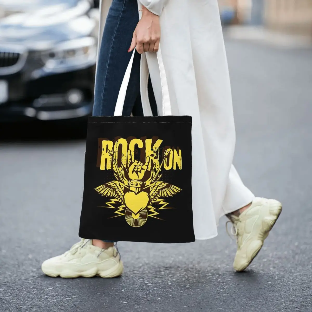 Rock On Women Canvas Handbag Large Capacity Shopper Bag Tote Bag withSmall Shoulder Bag
Rock On Women Canvas Handbag Large Capacity Shopper Bag Tote Bag withSmall Shoulder Bag