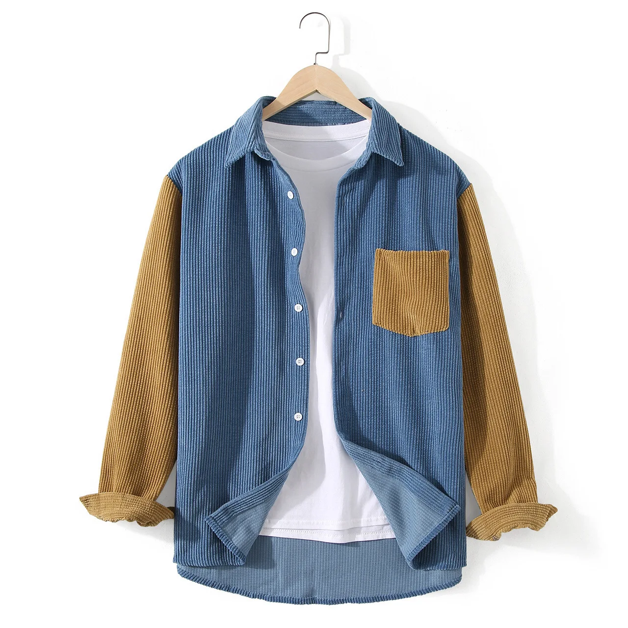 New Men's Corduroy Shirts Button Up Patchwork Lapel Pockets Long Sleeve Casual Shirts
New Men's Corduroy Shirts Button Up Patchwork Lapel Pockets Long Sleeve Casual Shirts