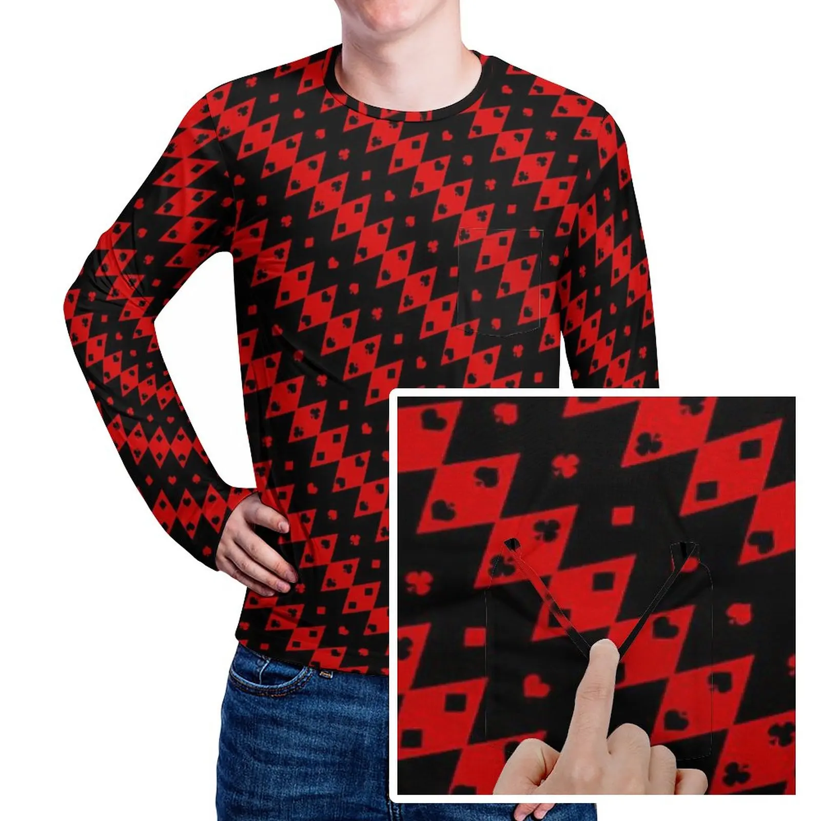 Playing Cards T-Shirt Black and Red Shapes Man Harajuku T Shirts Autumn Design Tees Long Sleeve Y2K Oversized Birthday Present
Playing Cards T-Shirt Black and Red Shapes Man Harajuku T Shirts Autumn Design Tees Long Sleeve Y2K Oversized Birthday Present