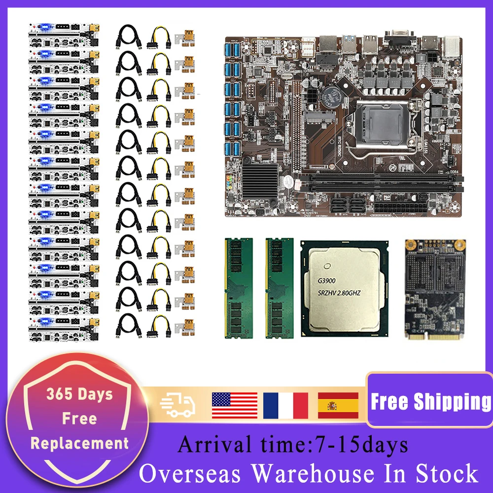 B250C Mining Rig Motherboard 12 USB 3.0 G3900 CPU VER009C/010-X 1x 8x 16x PCIE RISER Support 12 GPU Graphics Card BTC ETH Miner
B250C Mining Rig Motherboard 12 USB 3.0 G3900 CPU VER009C/010-X 1x 8x 16x PCIE RISER Support 12 GPU Graphics Card BTC ETH Miner