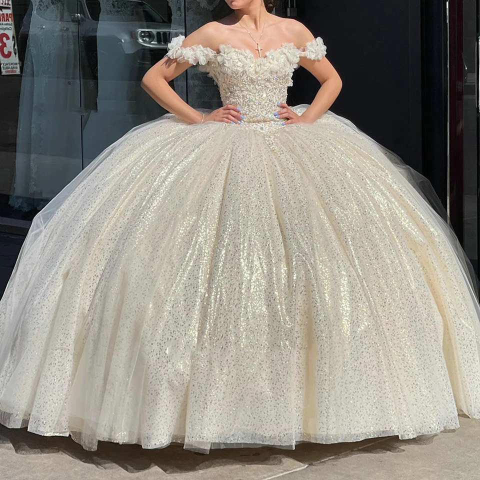 2023 Champagne Flowers Crystal Quinceanera Dress Ball Gown Off The Shoulder Appliques Lace Pageant Birthday Party Sweet 15
2023 Champagne Flowers Crystal Quinceanera Dress Ball Gown Off The Shoulder Appliques Lace Pageant Birthday Party Sweet 15