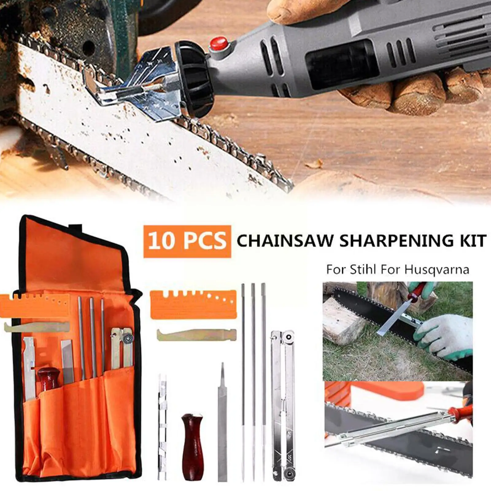 10pcs/set Professional Chainsaw Chain Sharpening Kit File Tool Hardwood Set Tools File Guide Round/flat Bar Sharpener Handl E5y1
10pcs/set Professional Chainsaw Chain Sharpening Kit File Tool Hardwood Set Tools File Guide Round/flat Bar Sharpener Handl E5y1