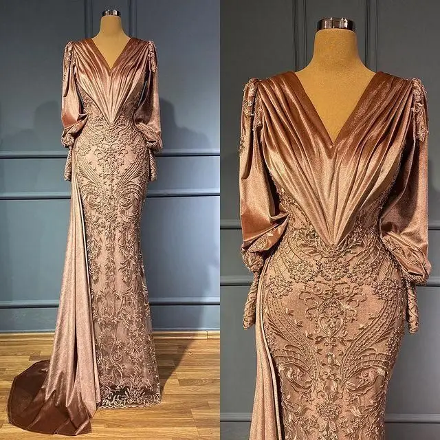Elegant Prom Dress Long Sleeves Satin V Neck Sequins Appliques Lace Sweep Length Plus Size Evening Dresses Gowns Custom Made
Elegant Prom Dress Long Sleeves Satin V Neck Sequins Appliques Lace Sweep Length Plus Size Evening Dresses Gowns Custom Made