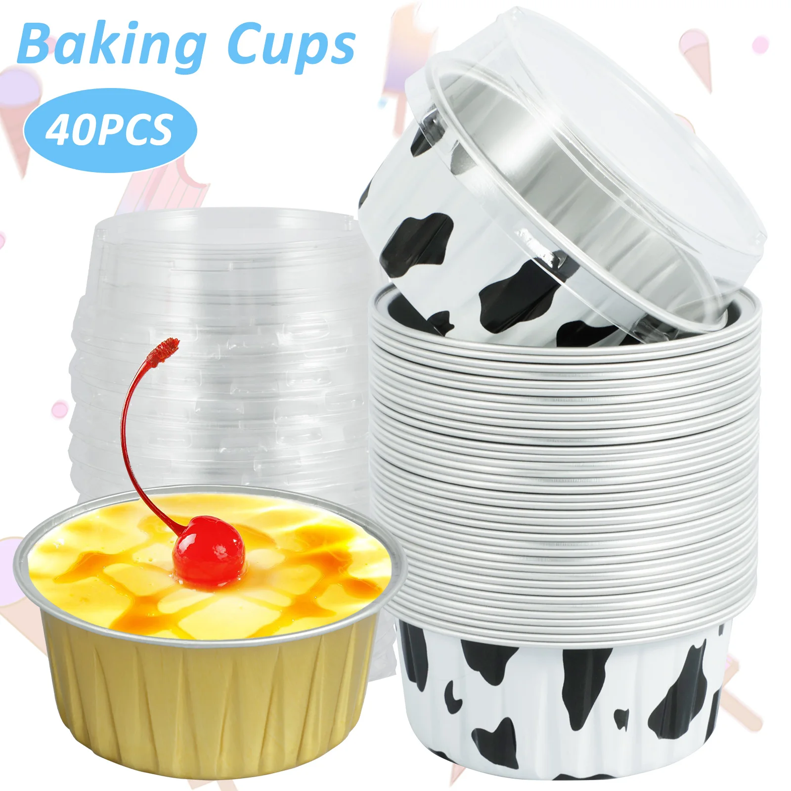 40 Pcs Cupcake Baking Cups with 40 Lids Aluminum Foil Tinfoil Mini Cake Containers 130ML Heat-Resistant Muffin Tins Recyclable
40 Pcs Cupcake Baking Cups with 40 Lids Aluminum Foil Tinfoil Mini Cake Containers 130ML Heat-Resistant Muffin Tins Recyclable