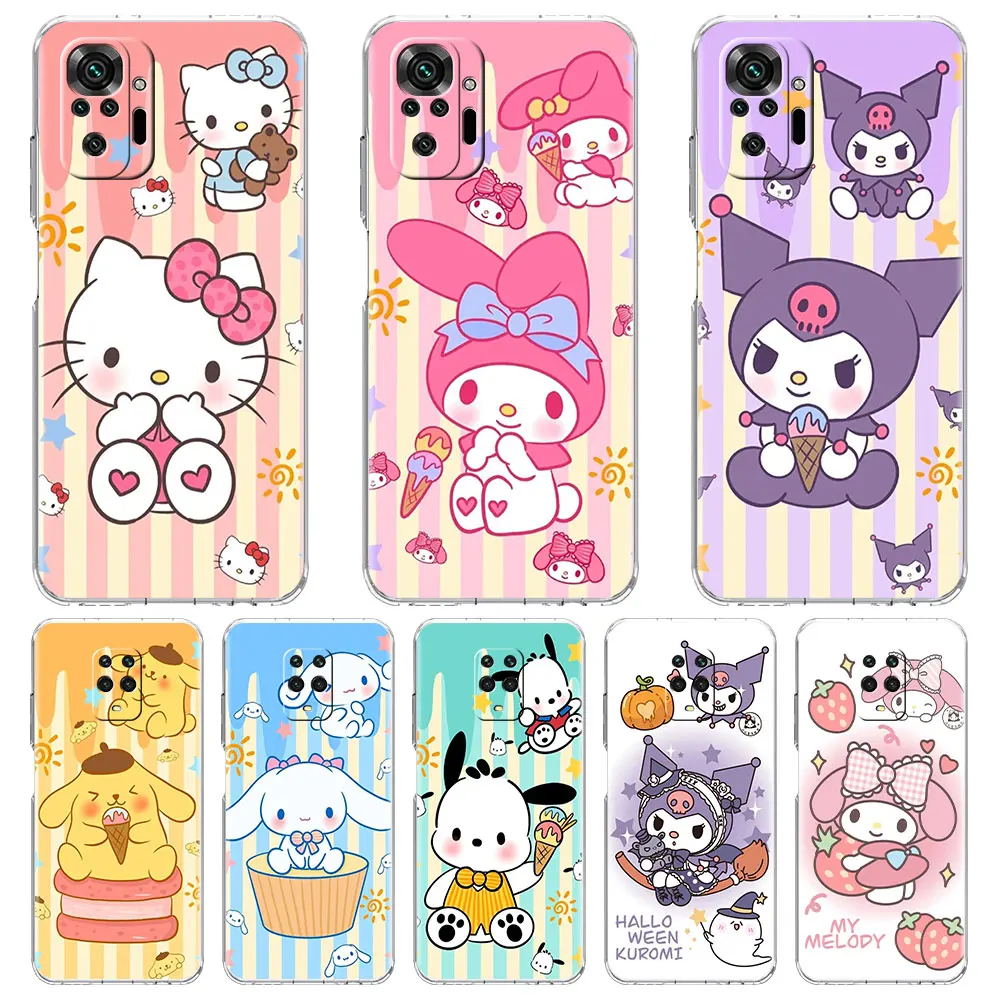 

My Melody Kuromi Hello Kitty Clear Case For Xiaomi Redmi Note 11 Pro 10 9 9S 8 8T 7 9A 9C 9T 10 10C K40 Soft Phone Cover