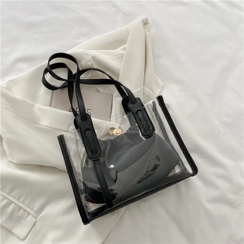 Black Pu Transparent Jelly Woman Casual Shopping Hemp Rope Double-layer Underarm Bag 2022 Summer New Fashion Portable Shoulder
Black Pu Transparent Jelly Woman Casual Shopping Hemp Rope Double-layer Underarm Bag 2022 Summer New Fashion Portable Shoulder