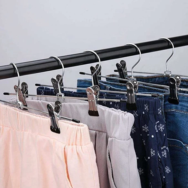 10Pcs Metal Trousers Hangers, Non-Slip Clips Hanger For Slacks Jeans Socks, Skirts Hangers With 2-Adjustable Clips
10Pcs Metal Trousers Hangers, Non-Slip Clips Hanger For Slacks Jeans Socks, Skirts Hangers With 2-Adjustable Clips