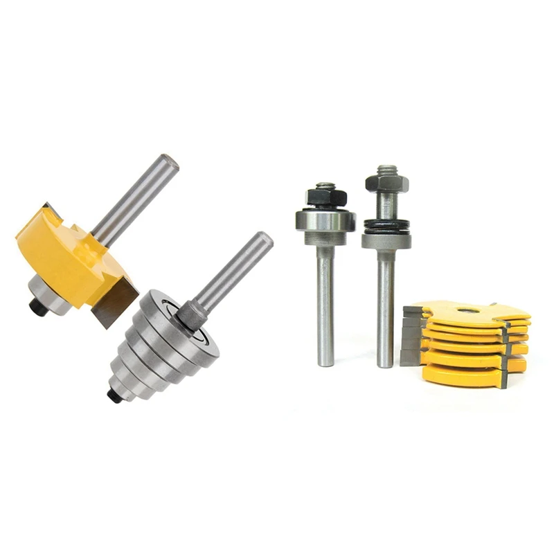 1/4 Inch Shank Rabbeting Router Bit With 6 Bearings Set & 1 Set 1/4Inch Shank Slot ,Assembly 6 Cutters
1/4 Inch Shank Rabbeting Router Bit With 6 Bearings Set & 1 Set 1/4Inch Shank Slot ,Assembly 6 Cutters