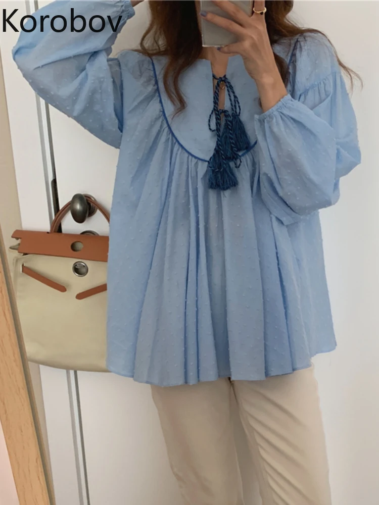 Korobov Sweet Age Reduction Tops Jacquard Tassel Lace Loose Long Sleeves College Style Shirt Vintage Blusas Mujer De Moda 2022
Korobov Sweet Age Reduction Tops Jacquard Tassel Lace Loose Long Sleeves College Style Shirt Vintage Blusas Mujer De Moda 2022
