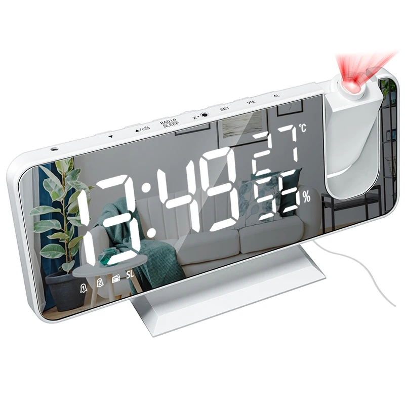 Projection Alarm Clock with FM Radio Temperature Monitor Easy to Use Clear Big Digit Bedrooms Ceiling White
Projection Alarm Clock with FM Radio Temperature Monitor Easy to Use Clear Big Digit Bedrooms Ceiling White
