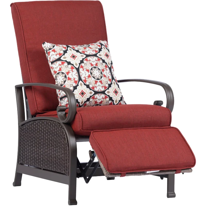 Madrid Wicker Outdoor Patio Recliner, Adjustable Chair, All-Weather Hand-Woven Wicker, Aluminum Frames, Thick Cushions
Madrid Wicker Outdoor Patio Recliner, Adjustable Chair, All-Weather Hand-Woven Wicker, Aluminum Frames, Thick Cushions