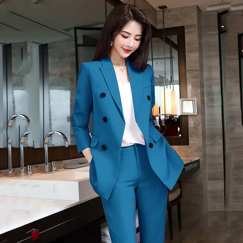 Women's Fashion Casual Korean Loose Business Work Wear Two-piece Set Female Double Breasted Blazer and Straight Pants Suit Q64
Women's Fashion Casual Korean Loose Business Work Wear Two-piece Set Female Double Breasted Blazer and Straight Pants Suit Q64