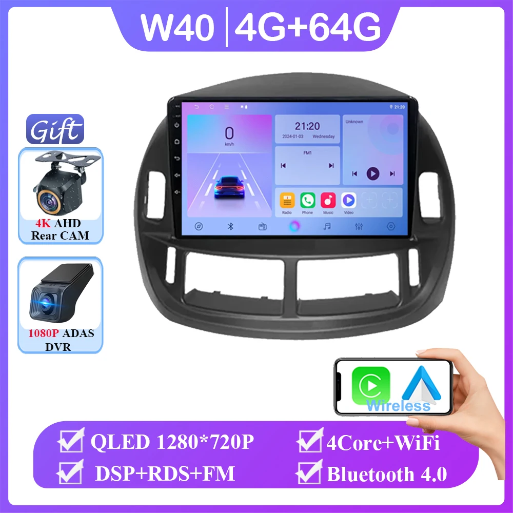 Автомобиль Android 15, для Toyota Previa ESTIMA ACR30 Tarago 2002-2006, QLED, стерео радио, мультимедийный плеер, головное устройство, GPS 4G BT Carplay