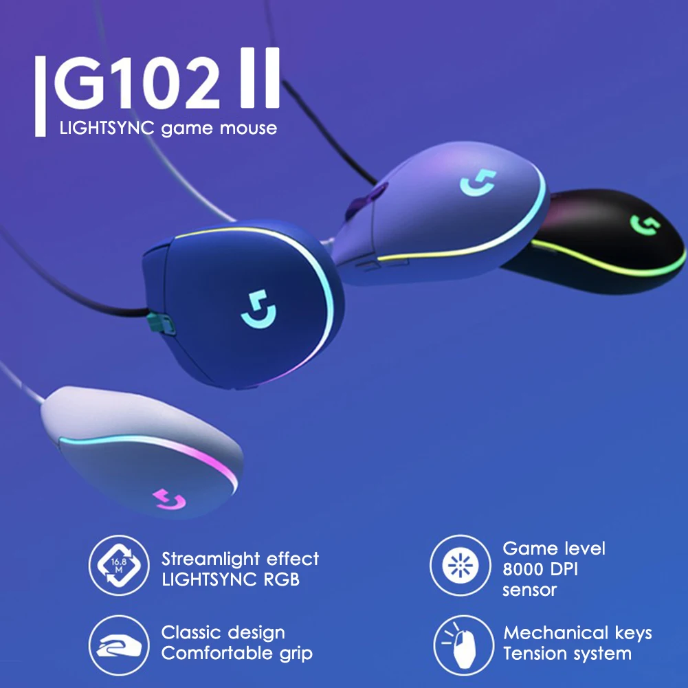 Logitech G102 Gen 2 оптическая проводная мышь LIGHTSYNC RGB оптическая мышь 6 кнопок оптическая проводная мышь 8000 DPI игровые датчики уровня
Logitech G102 Gen 2 оптическая проводная мышь LIGHTSYNC RGB оптическая мышь 6 кнопок оптическая проводная мышь 8000 DPI игровые датчики уровня