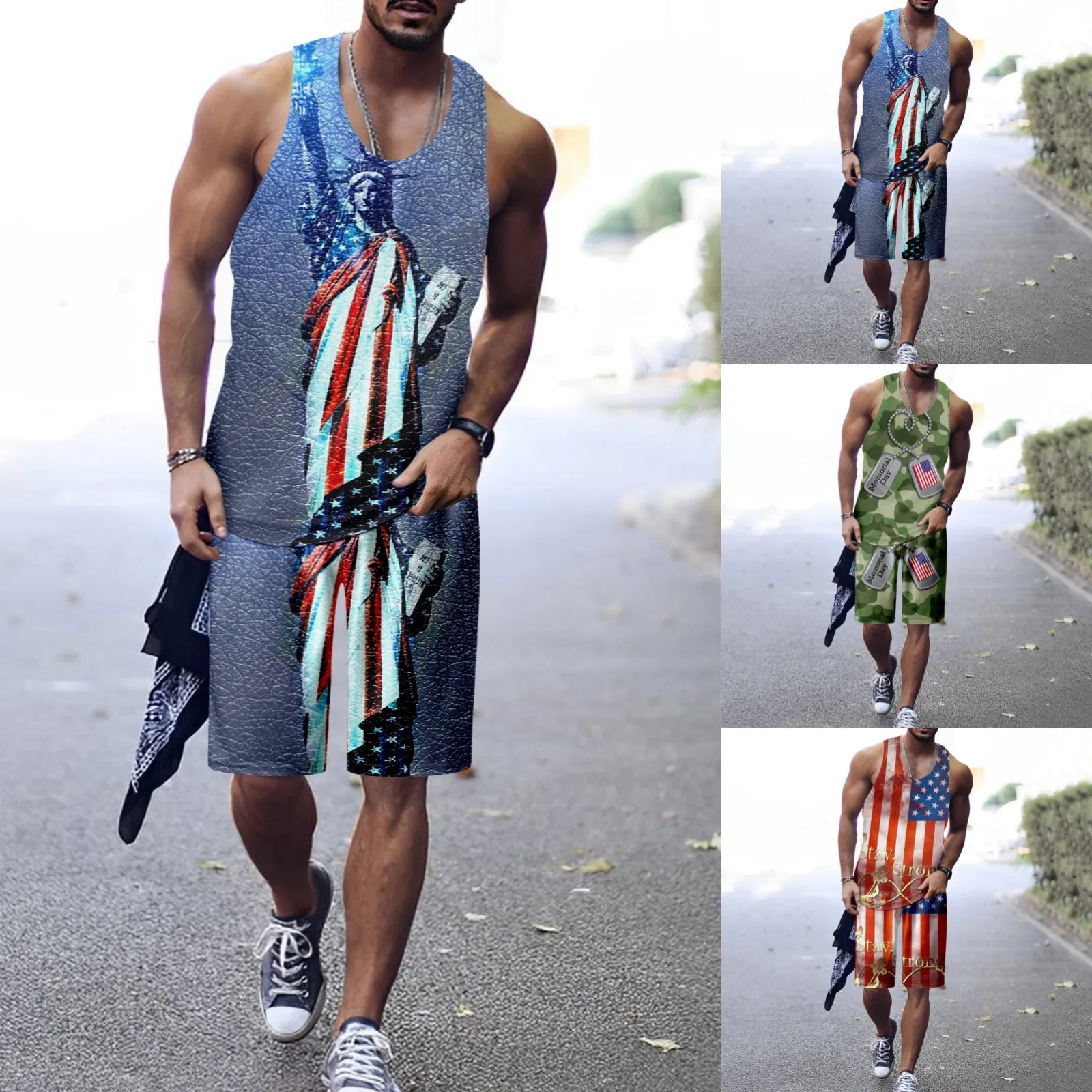 Mens Letter Printed Round Neck Pullover Short Sleeve Vest Drawstring Shorts Suit Two Piece Suit Tan Suite
Mens Letter Printed Round Neck Pullover Short Sleeve Vest Drawstring Shorts Suit Two Piece Suit Tan Suite