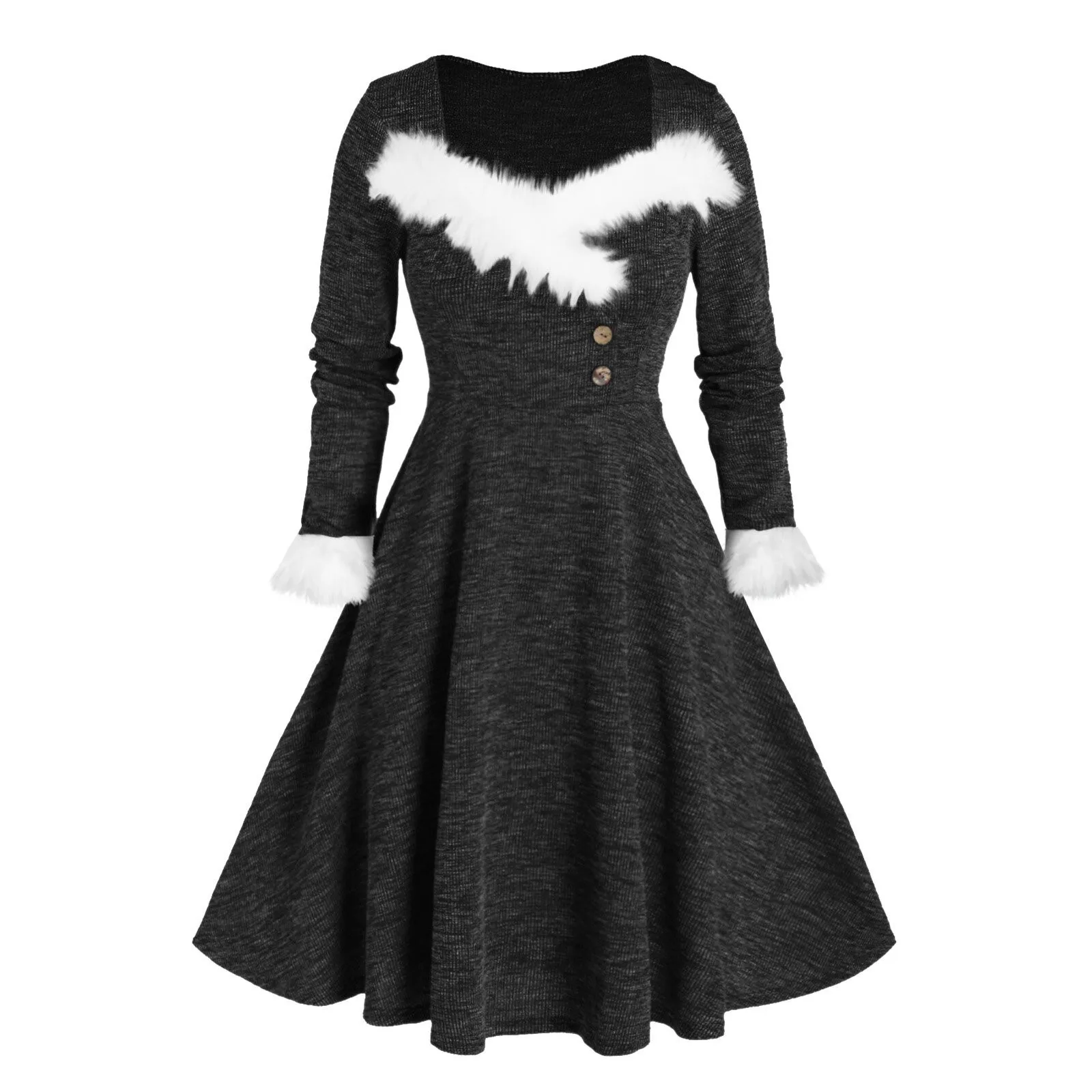 2023 Elegant Dress Womens Fashion Long Sleeve Dress Plush Neckline Cocktail Party Dress Dress vestido navidad mujer
2023 Elegant Dress Womens Fashion Long Sleeve Dress Plush Neckline Cocktail Party Dress Dress vestido navidad mujer