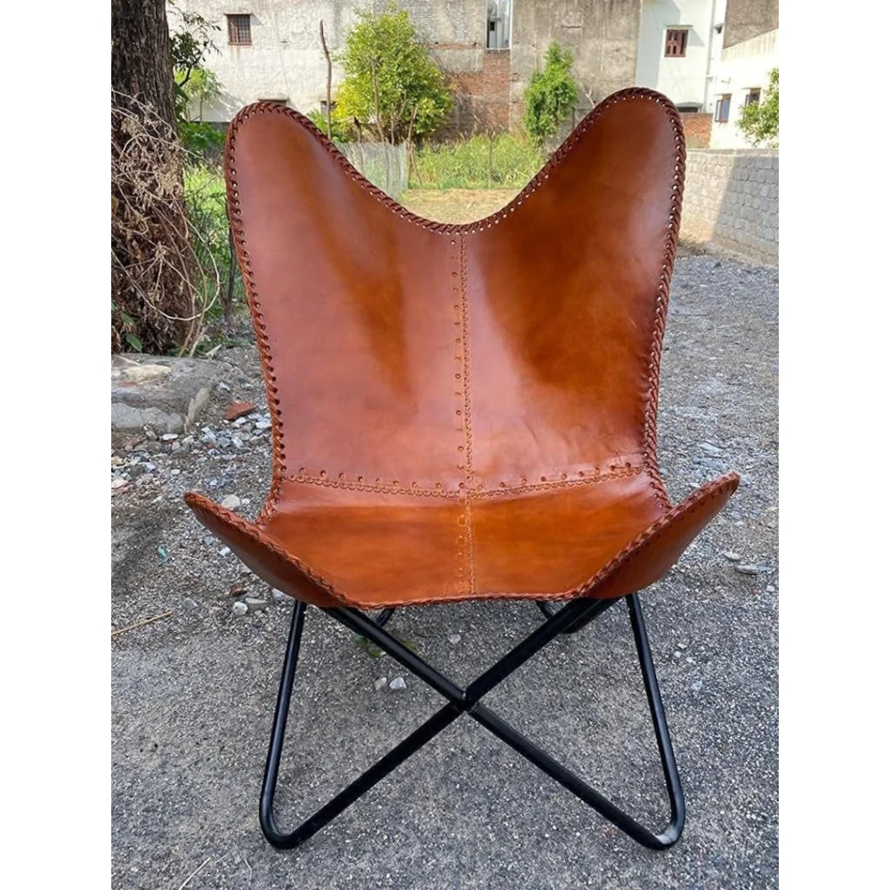 Handmade Leather Living Room Chairs-Butterfly Chair Tan Side Hand Stitch Leather Butterfly Chair-Powder CoatedFolding Iron Frame
Handmade Leather Living Room Chairs-Butterfly Chair Tan Side Hand Stitch Leather Butterfly Chair-Powder CoatedFolding Iron Frame