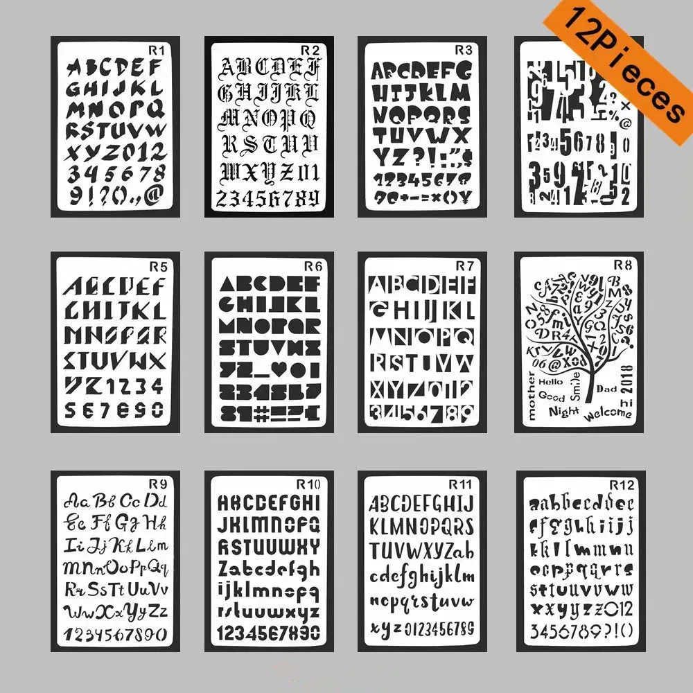 

DIY Craft Layering Stencils For Walls Painting Scrapbooking Stamping Stamp Album Decorative letter stencil 26*18cm 12pcs/set