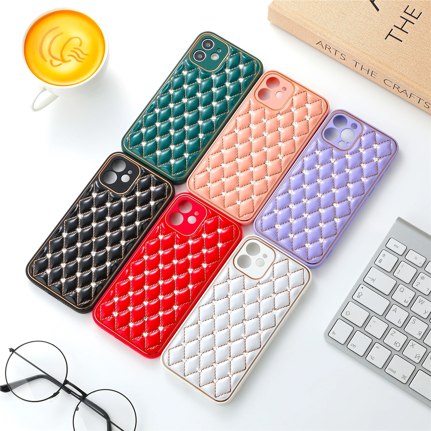 

Luxo color diamond arco-íris silicone caso de telefone para o iphone 12 11 13 pro max mini xs x 6s 7 8 mais se2 moda capa macia