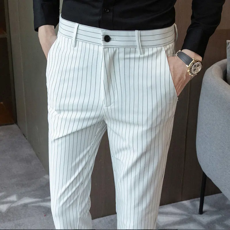 Men Office Trousers Men Business Casual Pant British Fashion Stripe Trousers Pant For Mens Social Club Outfits Pantalones Hombre
Men Office Trousers Men Business Casual Pant British Fashion Stripe Trousers Pant For Mens Social Club Outfits Pantalones Hombre