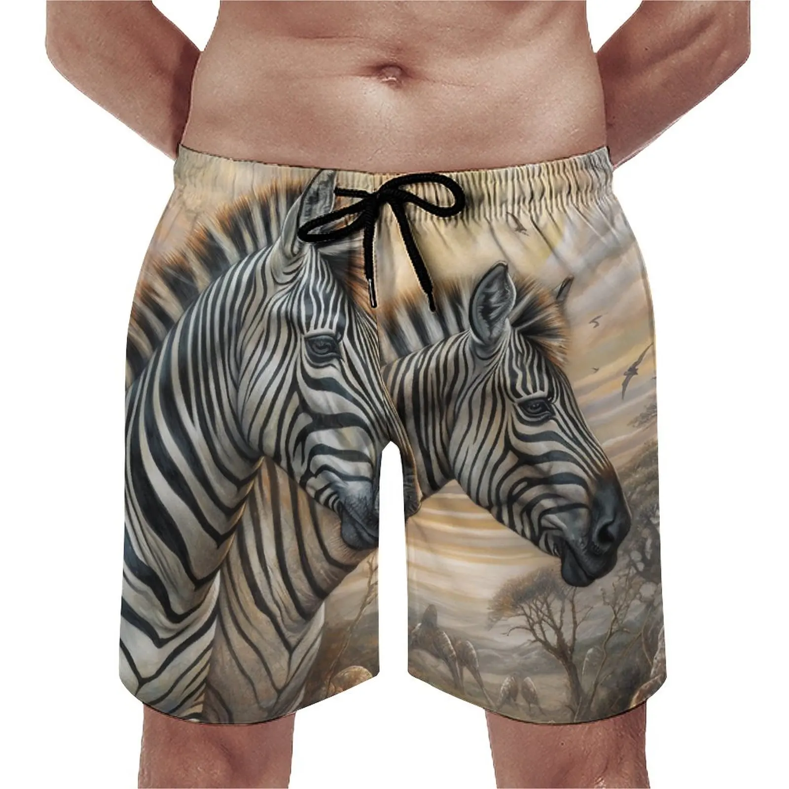 

Summer Board Shorts Zebra Sports Surf Mystical Realms Printed Board Short Pants Casual Quick Dry Swimming Trunks Plus Size