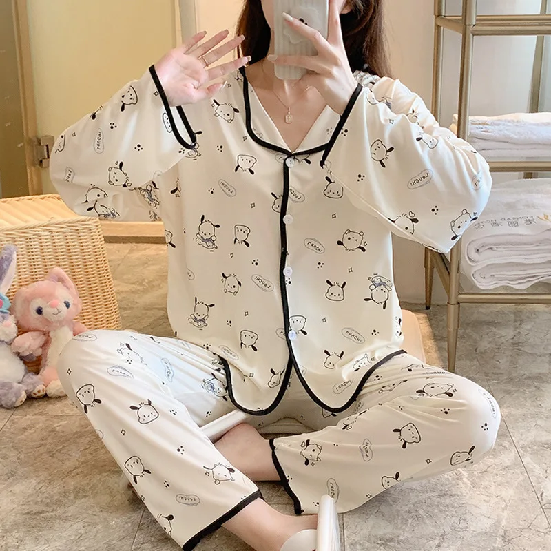 Kawaii Sanrio Cartoon Cardigan Pajamas Cute Pochacco Spring Autumn Fashion Pajamas Soft Comfortable Creative Children Gifts
Kawaii Sanrio Cartoon Cardigan Pajamas Cute Pochacco Spring Autumn Fashion Pajamas Soft Comfortable Creative Children Gifts