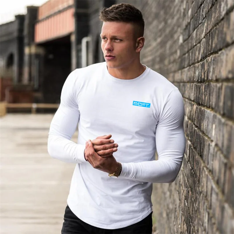 

Спортивная тонкая футболка с длинным рукавом для фитнеса Мужская одежда для весны и осени дышащий топ для бега