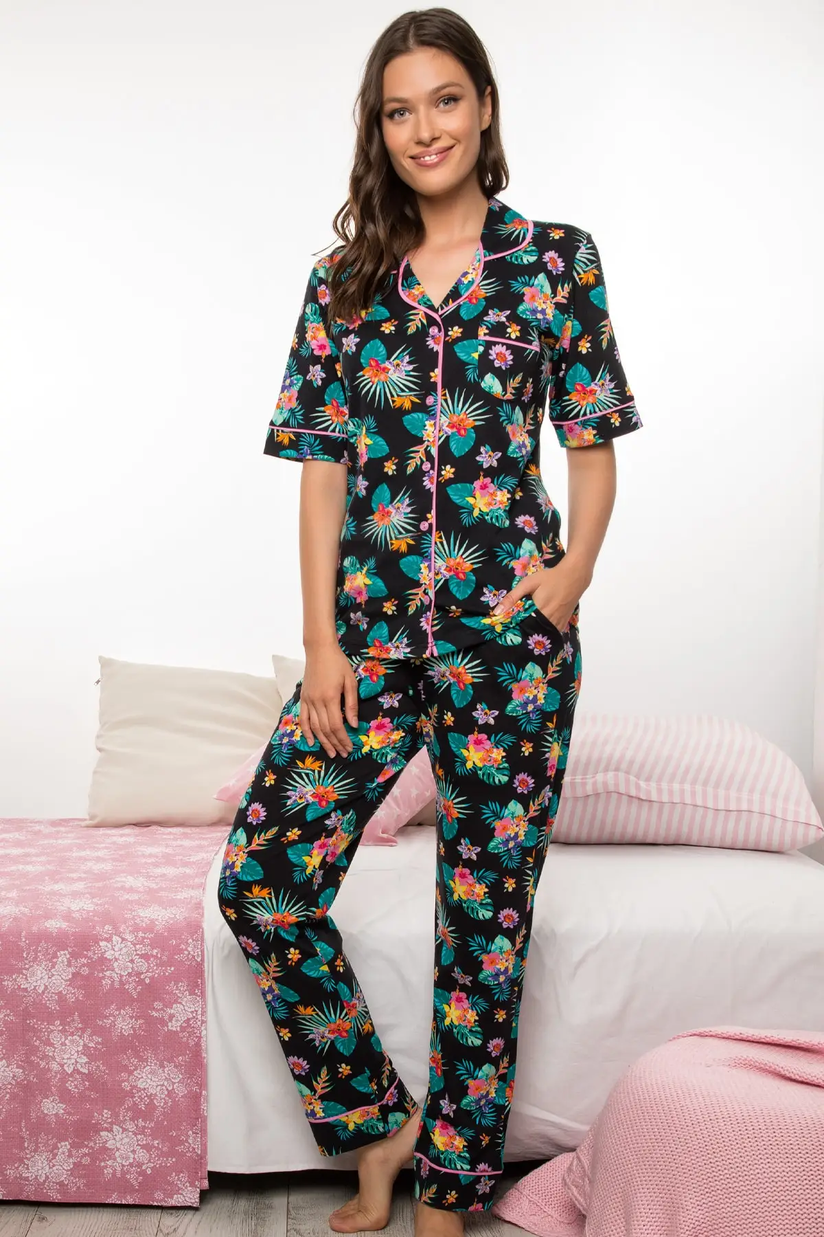 Women's Pajamas Miss Perry Summer Combed Cotton Sleep Lounge Pajamas Nightwear Sleepwear Night Suit Casual Home Clothing
Women's Pajamas Miss Perry Summer Combed Cotton Sleep Lounge Pajamas Nightwear Sleepwear Night Suit Casual Home Clothing