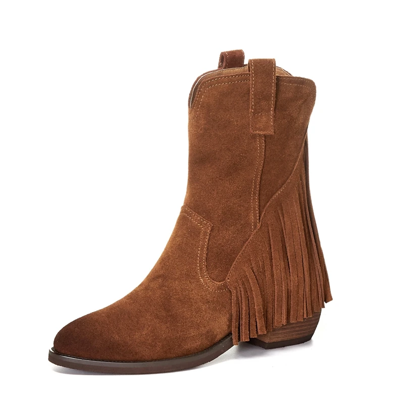 2022 autumn and winter Women ankle boots natural Leather plus size 22-26cm cow suede upper back zip fringed boots womens shoes
2022 autumn and winter Women ankle boots natural Leather plus size 22-26cm cow suede upper back zip fringed boots womens shoes