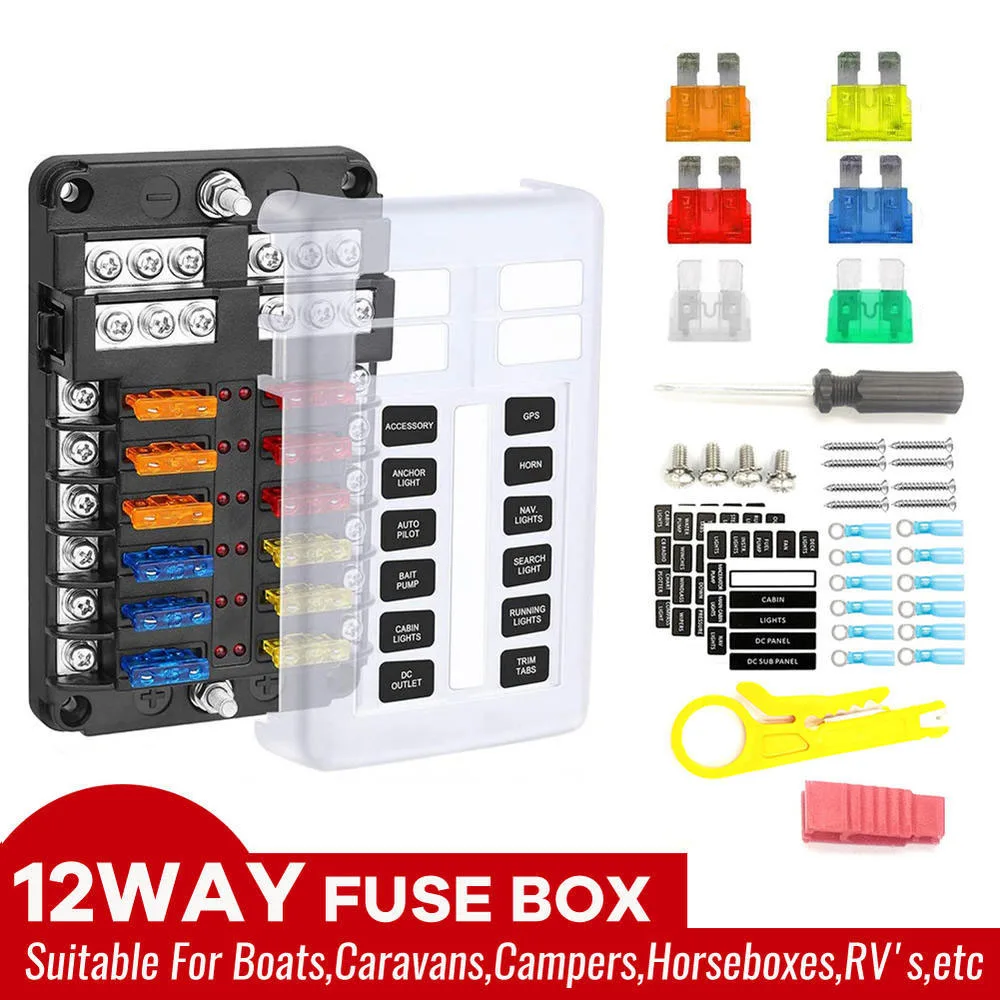 Universal 12 Ways Blade Fuse Block 12V 32V Car Fuse Holder Box Marine Auto Fuse Connector Switch With LED Indicator Light
Universal 12 Ways Blade Fuse Block 12V 32V Car Fuse Holder Box Marine Auto Fuse Connector Switch With LED Indicator Light