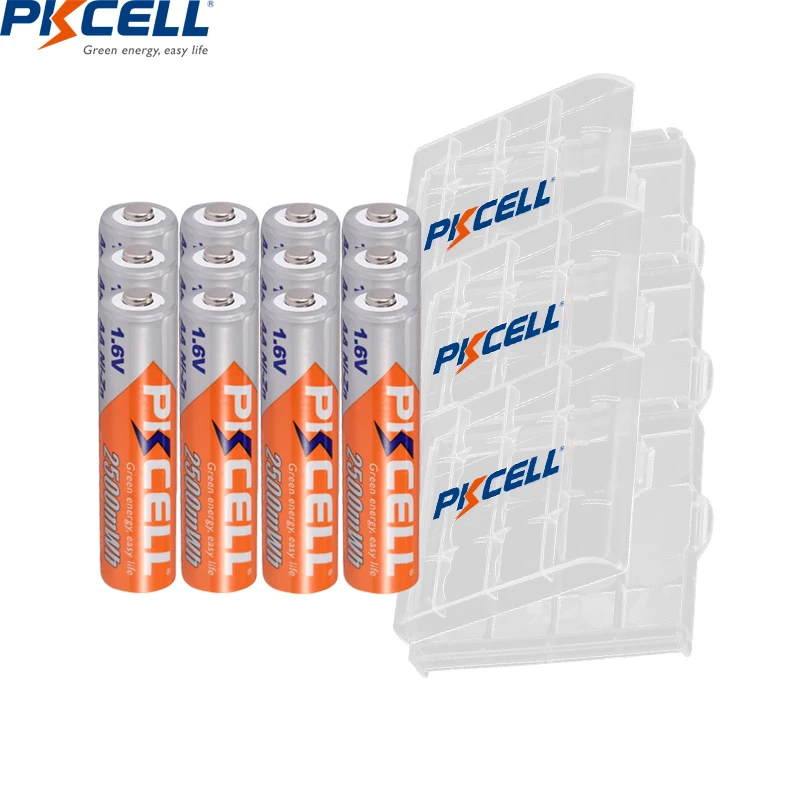 PKCELL 12pcs 2500mWh AA battery 1.6V NI-Zn Rechargeable Batteries NIZN AA batteria for Cameras Toys with 3PC battery box
PKCELL 12pcs 2500mWh AA battery 1.6V NI-Zn Rechargeable Batteries NIZN AA batteria for Cameras Toys with 3PC battery box