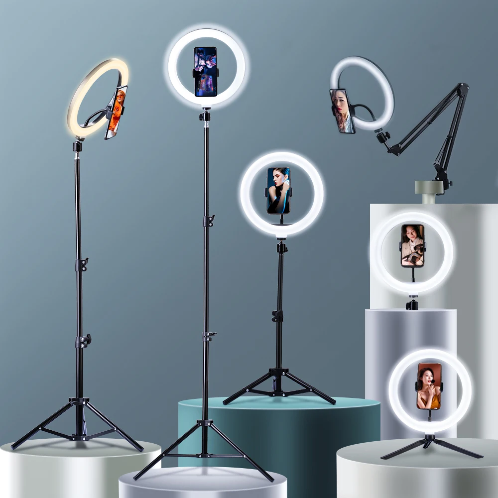 10" 26cm LED Ring Light Selfie Photography Video Light With Mobile Holder Support Tripod for Phone Tiktok Video Recording
10" 26cm LED Ring Light Selfie Photography Video Light With Mobile Holder Support Tripod for Phone Tiktok Video Recording
